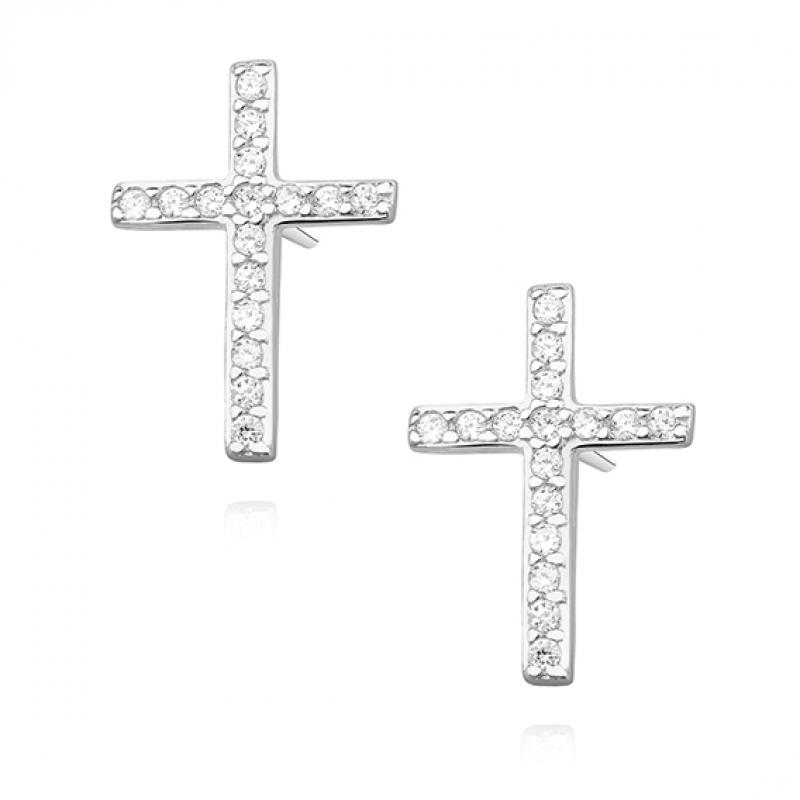 Cercei cruce argint cu pietre DiAmanti Z1336E-DIA (Argint 925‰ 1 g.)
